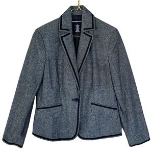 Norton McNaughton Wool Blend Ribbon Trim Detail Long Sleeve Blazer‎ Jacket